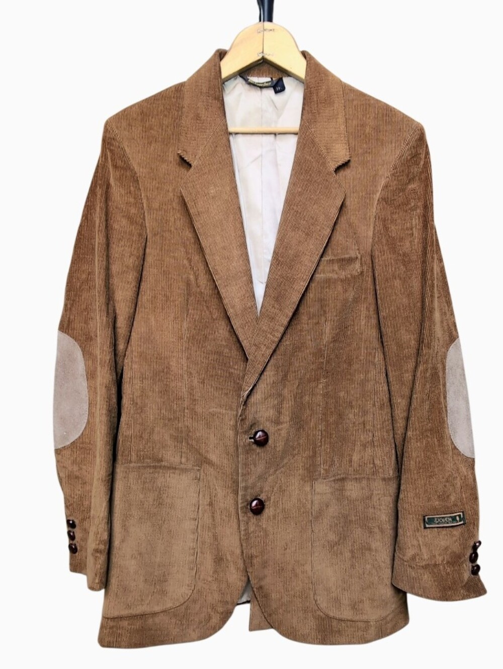 EJoven Men's Size 38L Vintage Corduroy Sports Coat Jacket Suede Elbow Pads